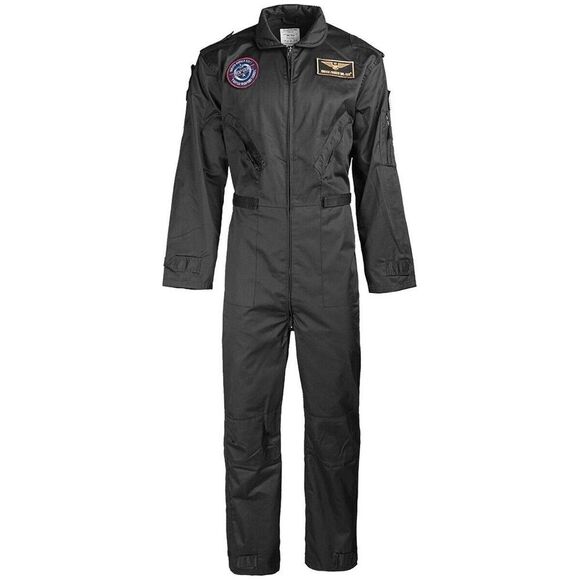 Mil-Tec US Flight Coverall w/ Patches Mens Aircrew Flightsuit Airforce Black Nwt - Picture 1 of 5